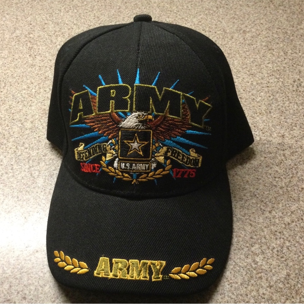 U.S. Army Embroidered Black Cap with Eagle Crest
